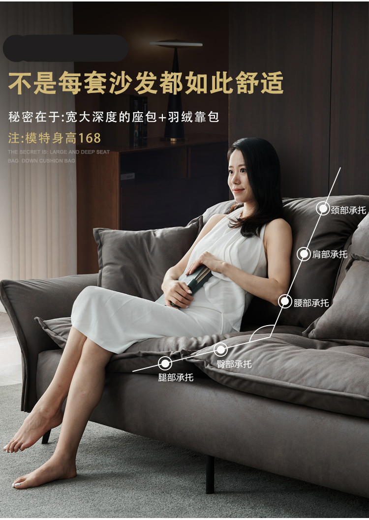 客厅北欧现代简约卧室美人榻意式极简科技布贵妃躺椅直排6人位368m