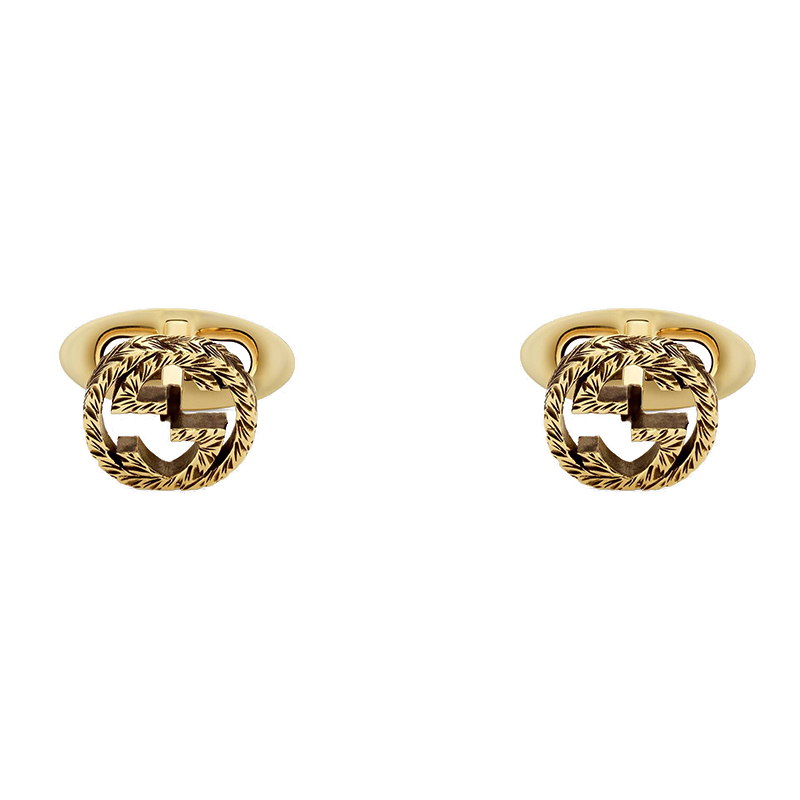 gucci古驰男女通用经典复古镂空纹理双g背面刻有蔓藤花纹18k金黄金