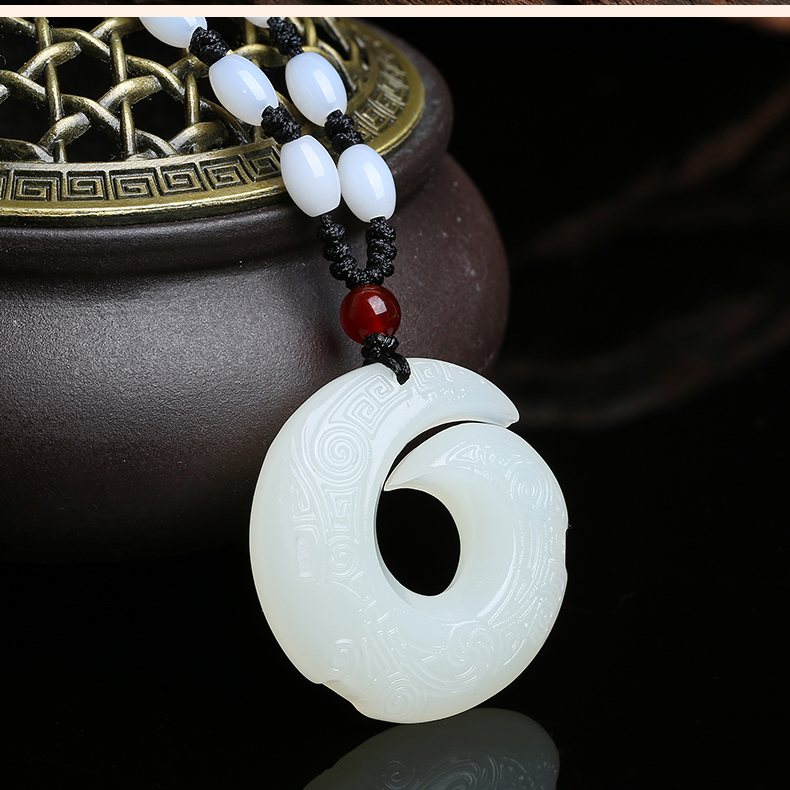 顺风时来运转和田玉吊坠七夕节礼物送女友情侣项链男士平安扣挂件时来