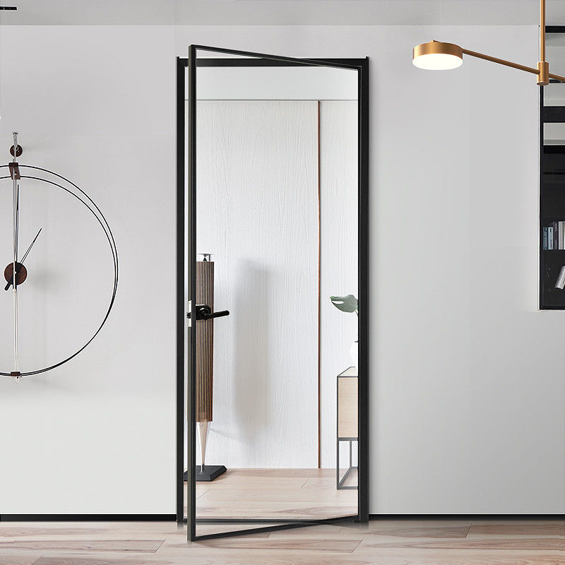 64卫生间门厕所门洗手间门浴室门简约极窄平开钛镁铝合金玻璃门茶色