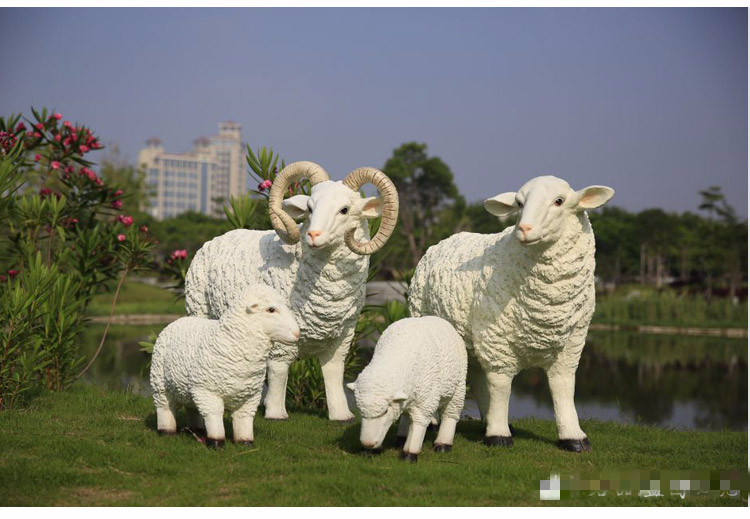 户外园林农场树脂仿真动物羊摆件可爱小绵羊工艺品雕塑景观装饰品