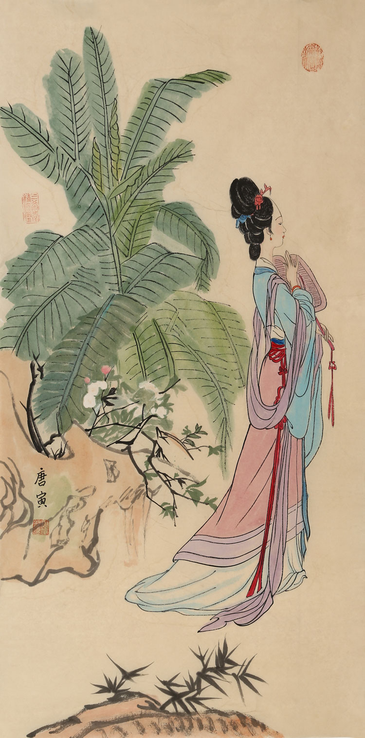 明代画家唐寅人物字画三尺竖幅临摹精品国画手绘名家古