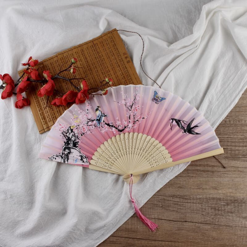 扇子折扇中国风女式学生古风流苏夏季随身携带古装古代汉服小竹扇 12