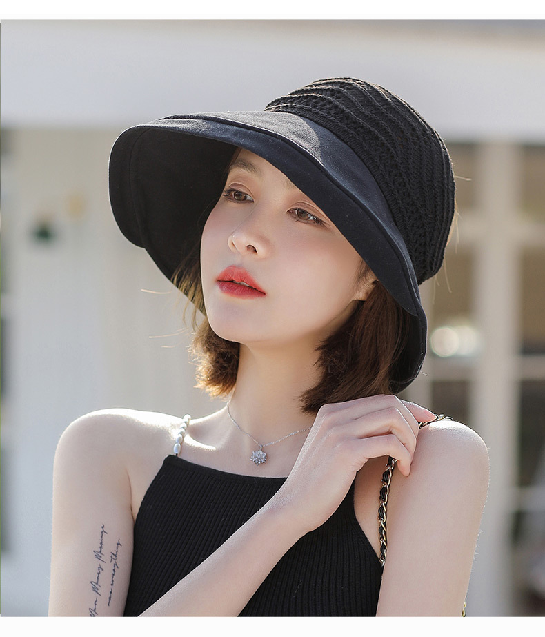 帽子女夏天无顶遮脸防晒帽大帽檐镂空清凉夏季女士遮阳帽空顶太阳帽