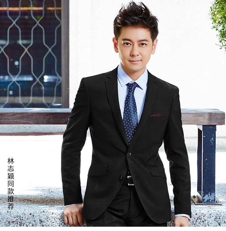 林志颖同款罗蒙西服套装男士修身西装职业正装新款结婚新郎伴郎商务