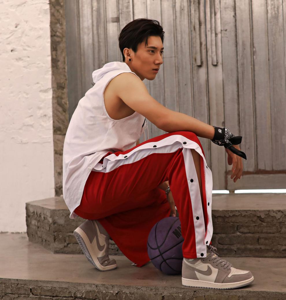 排扣裤男全开新款街头嘻哈四季休闲运动风篮球训练两侧阔腿束脚长裤