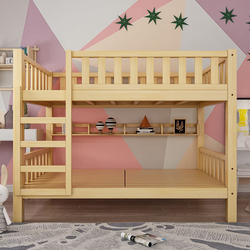实木床松木上下铺高低床双层床上下床成人床宿舍床原木床上下08m宽19m
