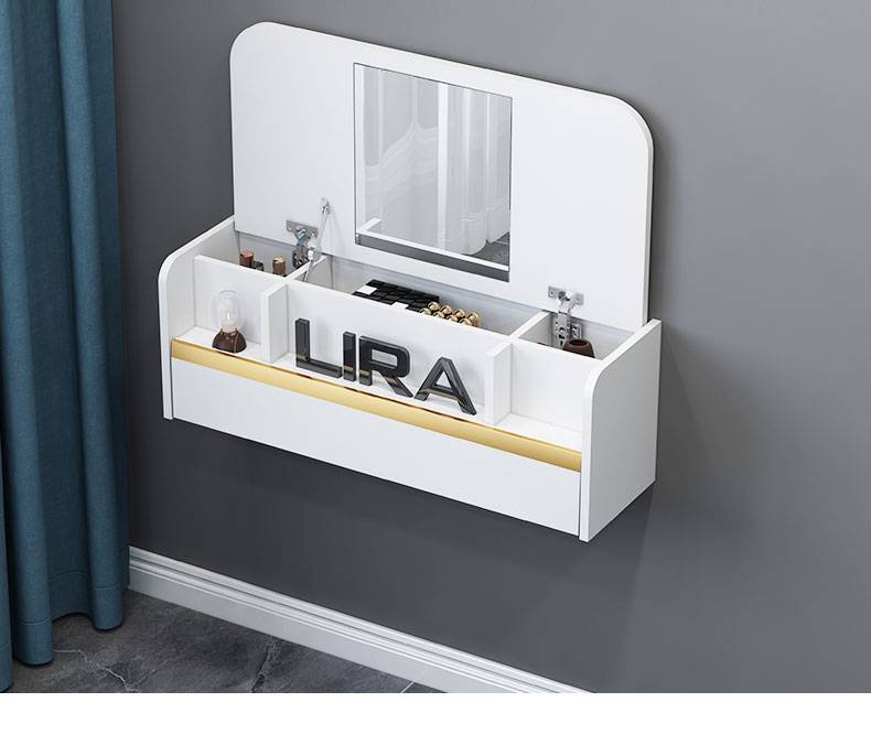 dhzfjj壁挂梳妆台轻奢墙上小梳妆台北欧壁挂收纳化妆柜翻盖妆台桌卧室