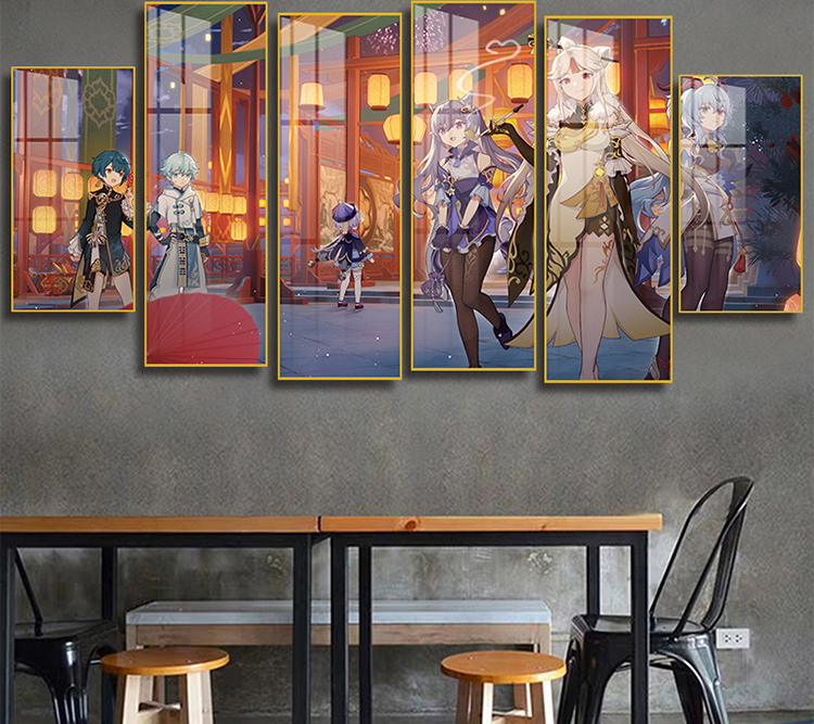 原神装饰画手游馆背景墙挂画游戏周边胡桃刻晴魈海报客厅卧室壁画