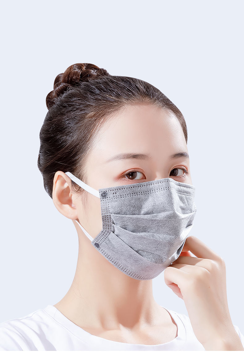 口罩医用外科一次性女高颜值三层冬季保暖防病毒独立包装黑色口罩灰色