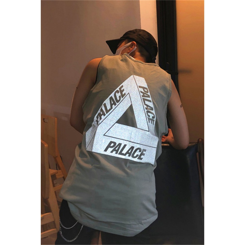 工字背心男欧美20ss嘻哈潮流反光大三角oversize男女同款工字背心t