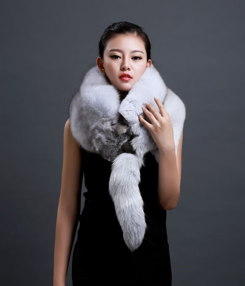 整只狐狸围脖围巾整张狐狸皮围脖高端狐狸真毛领子狐狸皮秋冬季男女