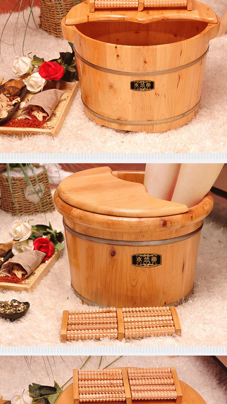 洗脚盆木盆家用实木泡脚双人足疗柏木泡脚桶木桶养生泡脚盆洗脚桶26高