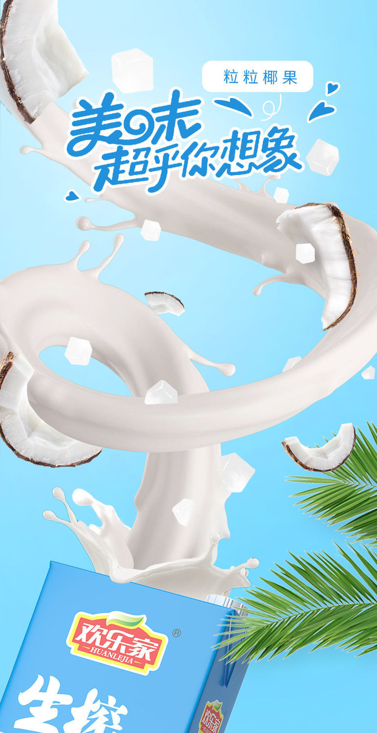 欢乐家椰子汁 1l*2/4瓶 欢乐家生榨椰子汁新鲜果肉型蛋白饮料大瓶装椰