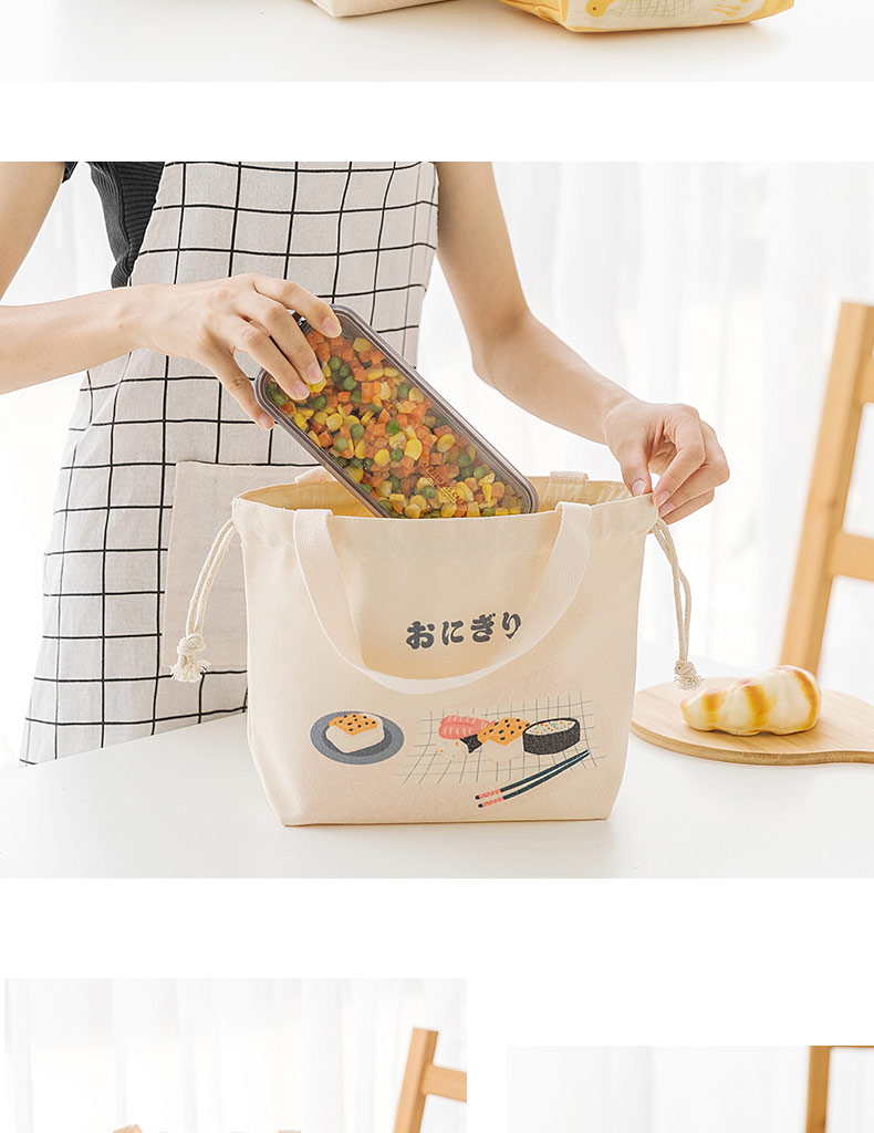 小米mi生态通用日式保温袋饭盒手提包餐盒学生上班族带饭兜帆布便当束