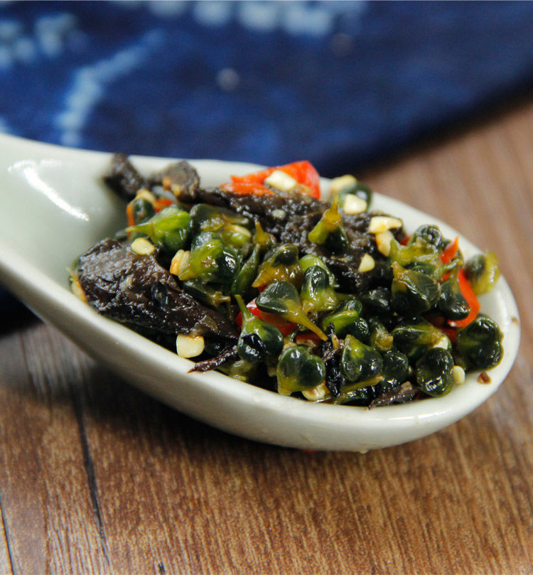 云南韭菜花干巴菌500克曲靖特产腌制下饭菜酸辣小米辣酱菜泡菜 韭菜花