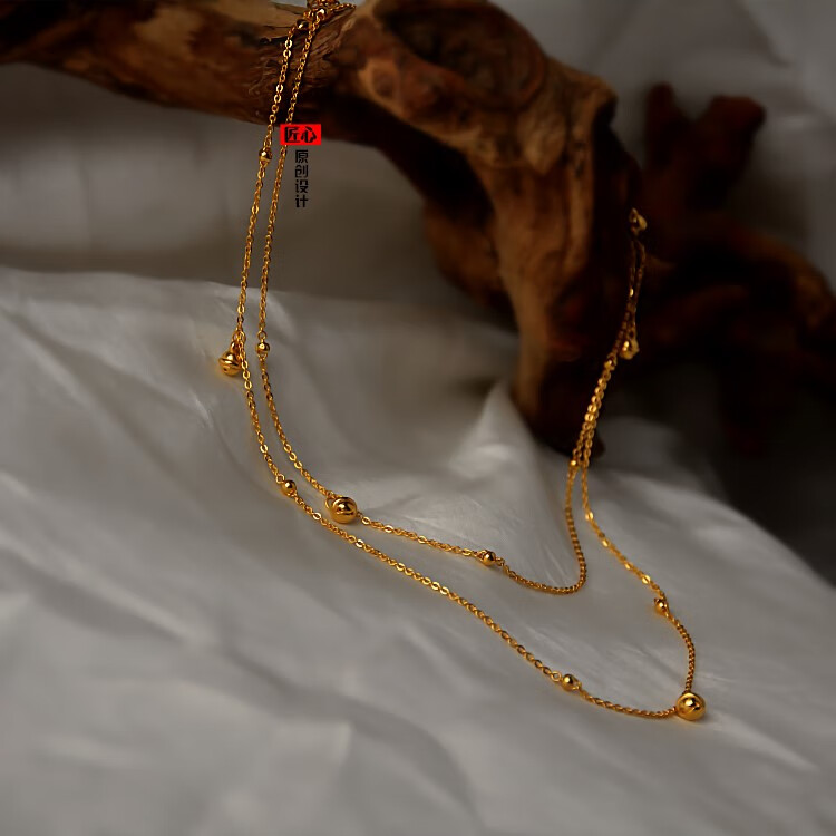 荟幽兰高端金腰链全金999足金身体链光身性感腰链女金铃铛七夕情人节