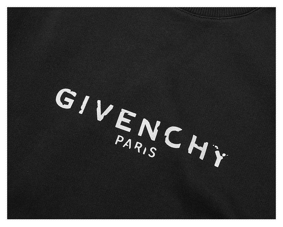 givenchy/纪梵希男装 黑色胸前饰复古效果白色givenchy paris裂纹印花