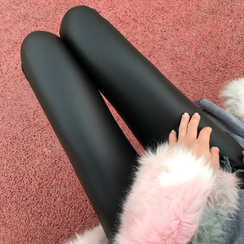 打底裤女加绒裤女鲨秋裤皮裤女秋冬季打底裤外穿新款加绒加厚高腰pu