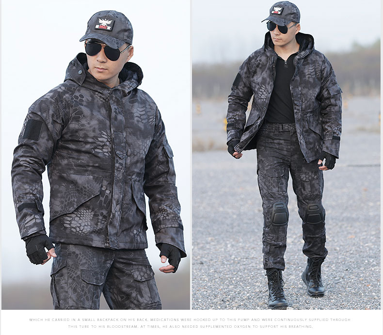 美军作战服野战迷彩服套装男冬季加厚夹克战术风衣特种军兵加绒冲锋衣