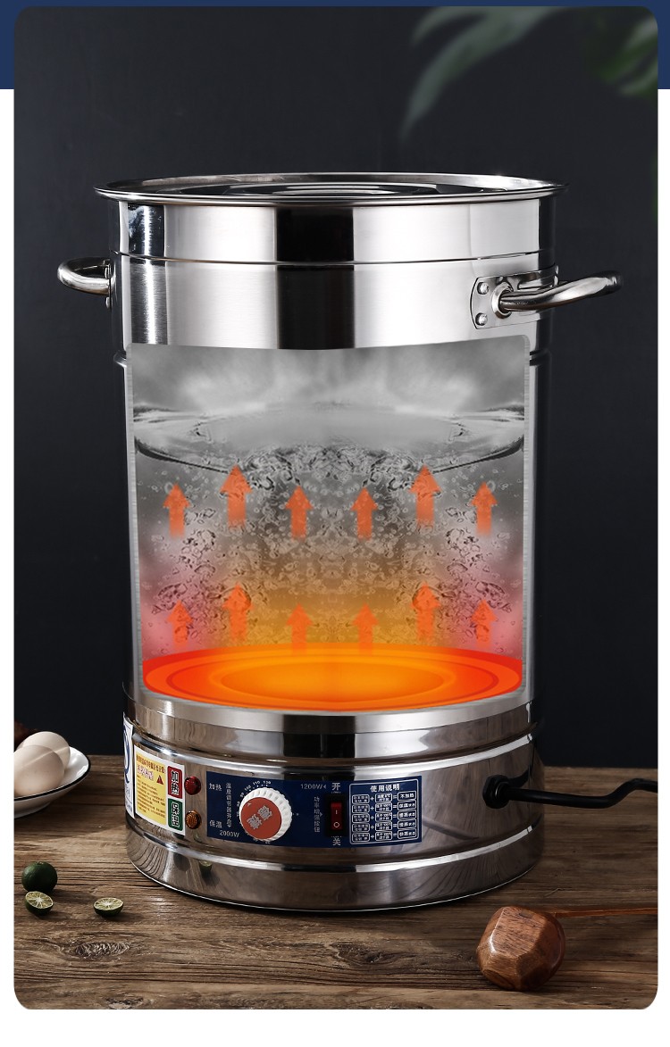 熬骨头高汤锅商用电加热煲汤煮汤桶大容量不锈钢桶煮锅商用卤肉锅304