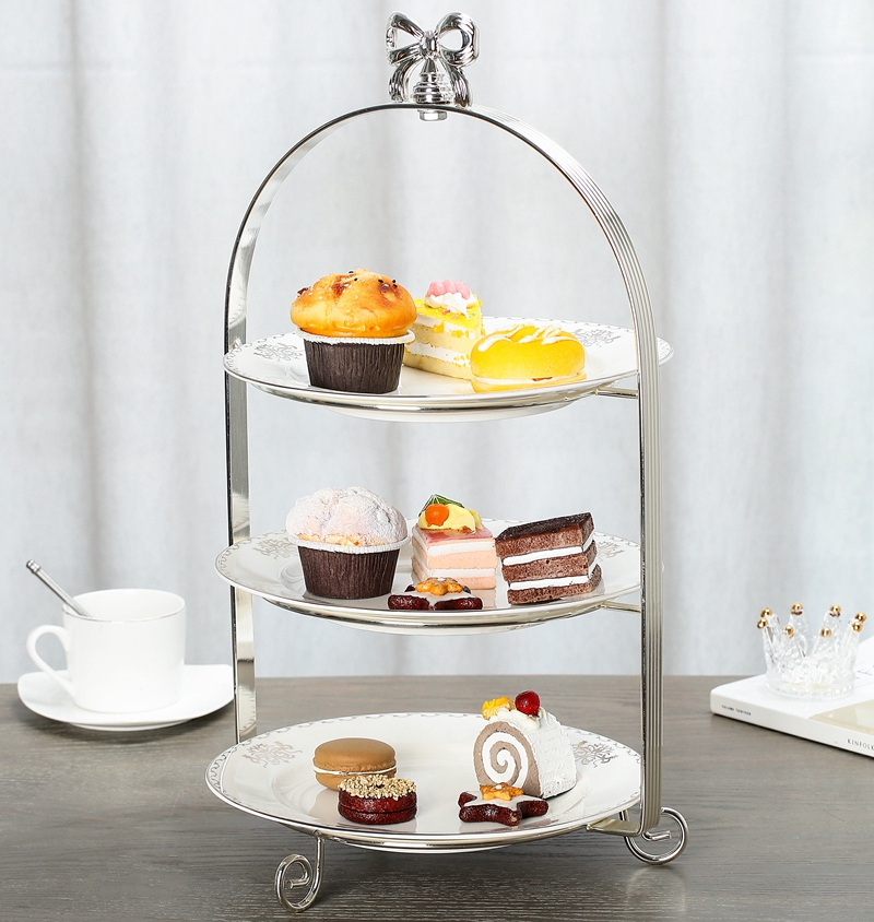 2021新款蛋糕点心摆设架子 格嘉睿尔欧式金属两层三层蛋糕架点心盘