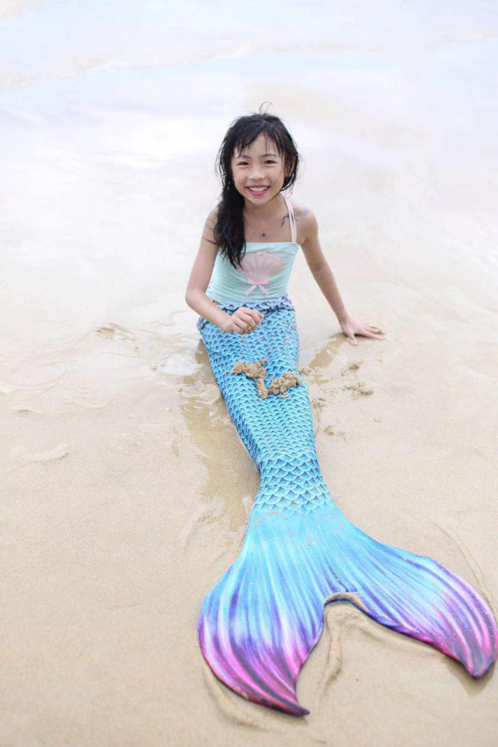 美人鱼泳衣网红儿童宝宝大童婴儿女童温泉比基尼洋气 贝壳比基尼 5t