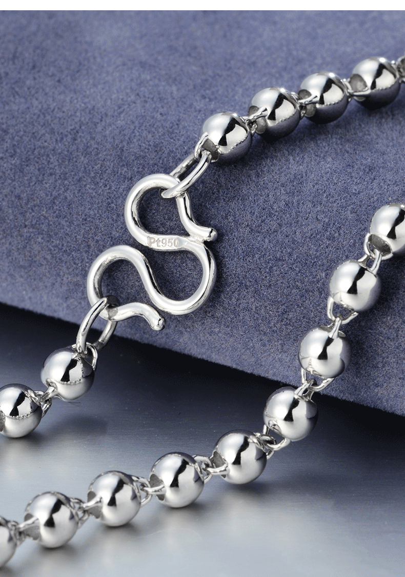 周庆祥 白金项链男pt950铂金项链佛珠粗款项链霸气老板链生日七夕礼物