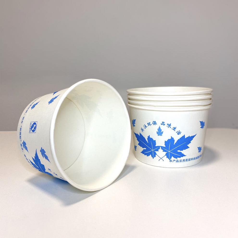 加厚一次性纸碗饭盒整箱批发大中小号打包小吃专用红蓝两色入彩1号750