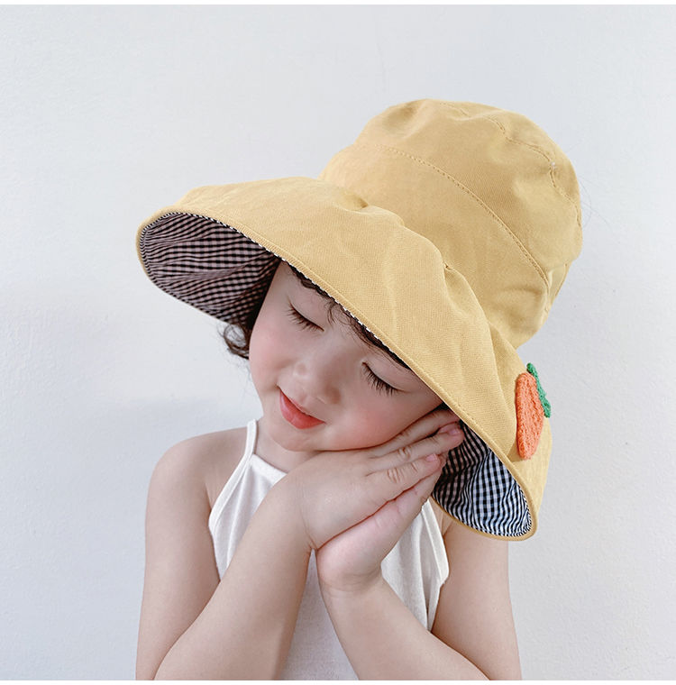 儿童大盖帽儿童空顶帽子女春夏新款防晒遮阳帽折叠大檐沙滩帽出游亲子