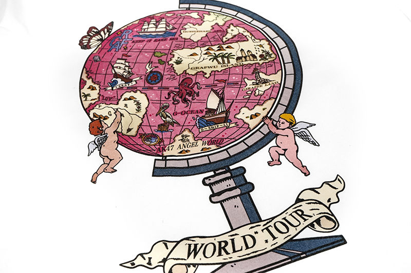 graf原创品牌worldtour环游世界长颈鹿天使岛屿刺绣印花短袖男女同款