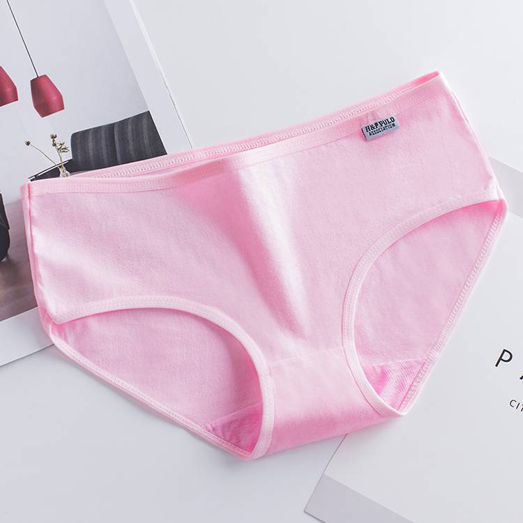 浪莎3条纯色女士内裤女纯棉中低腰简约少女学生黑色白色灰色三角短裤