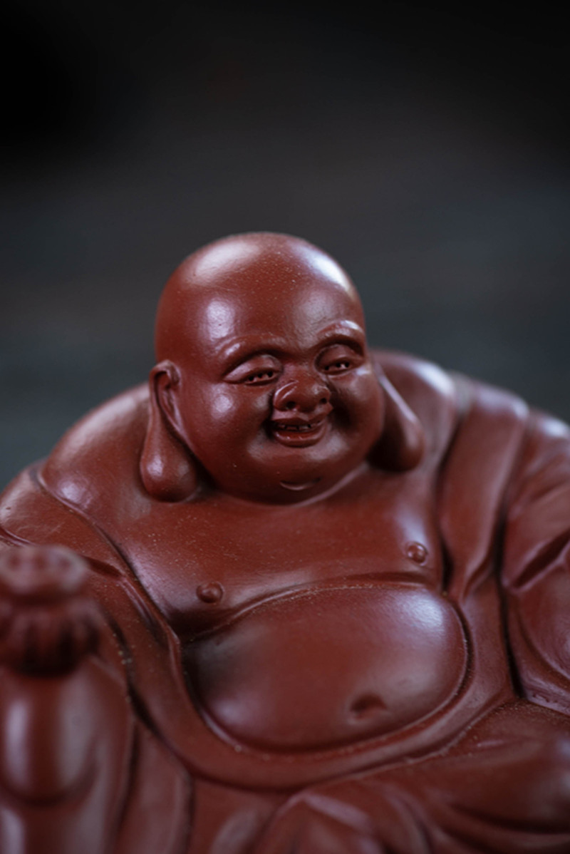 官方旗舰yuzhongsha宜兴紫砂茶宠佛摆件大红袍弥勒佛如来雕塑茶具创意