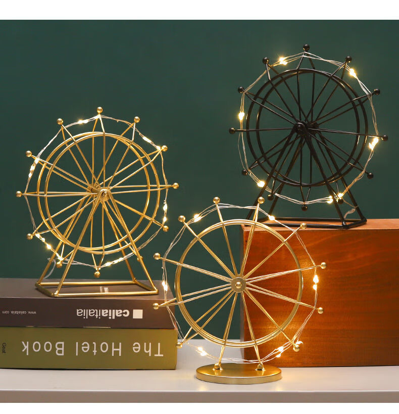 精美艺术摆件北欧铁艺摩天轮摆件创意客厅办公室桌面室内电视酒柜装饰