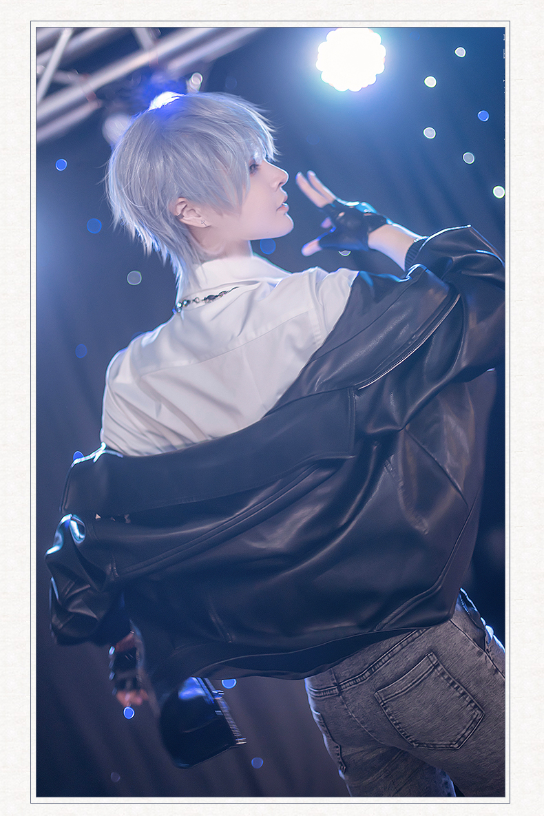 cos 恋与制作人凌肖凌霄黑夜炬火cos服装皮衣 现货 l【图片 价格 品牌