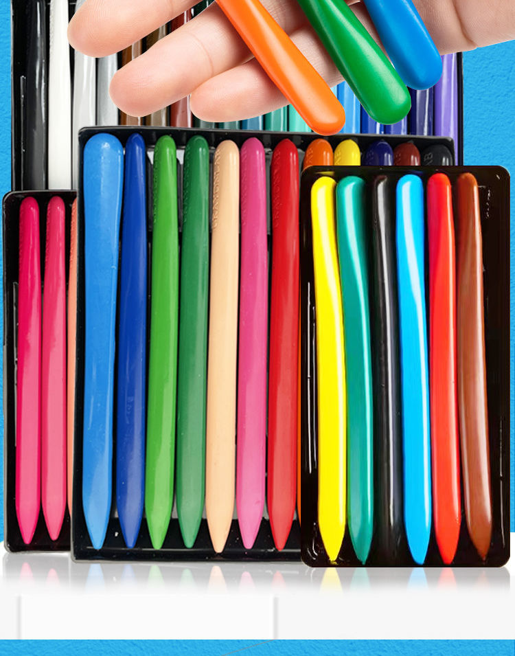婕染塑料蜡笔儿童油画棒24色幼儿园三角6色蜡笔可水洗宝宝涂色画画笔