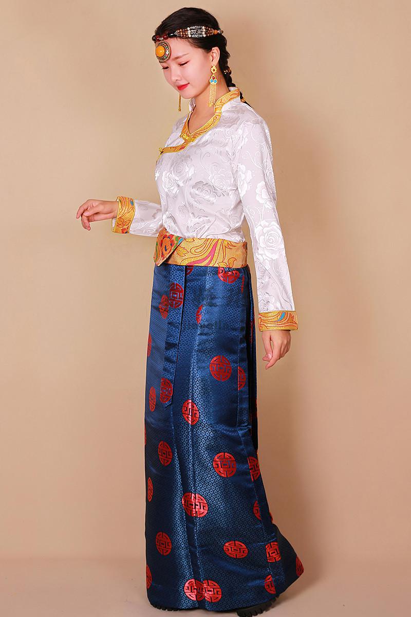 臧裙西藏服女款藏袍新款半身裙金边藏装藏服女不丹长裙博拉民族风