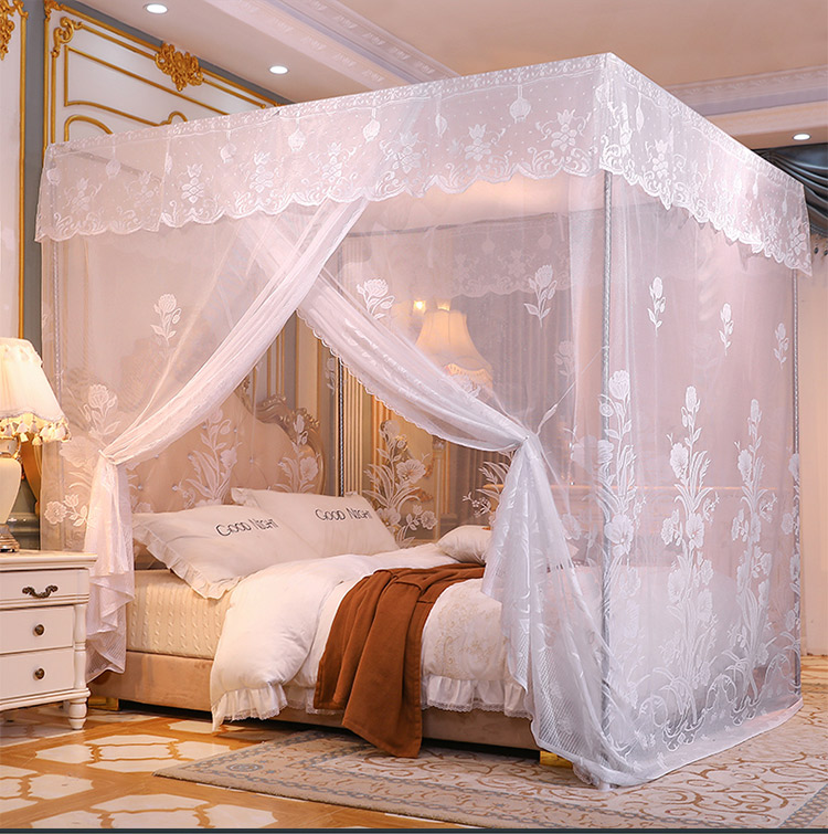 蚊帐支架不锈钢管卧室新款老式蚊帐家用落地防尘顶卧室公主蚊帐18m15m