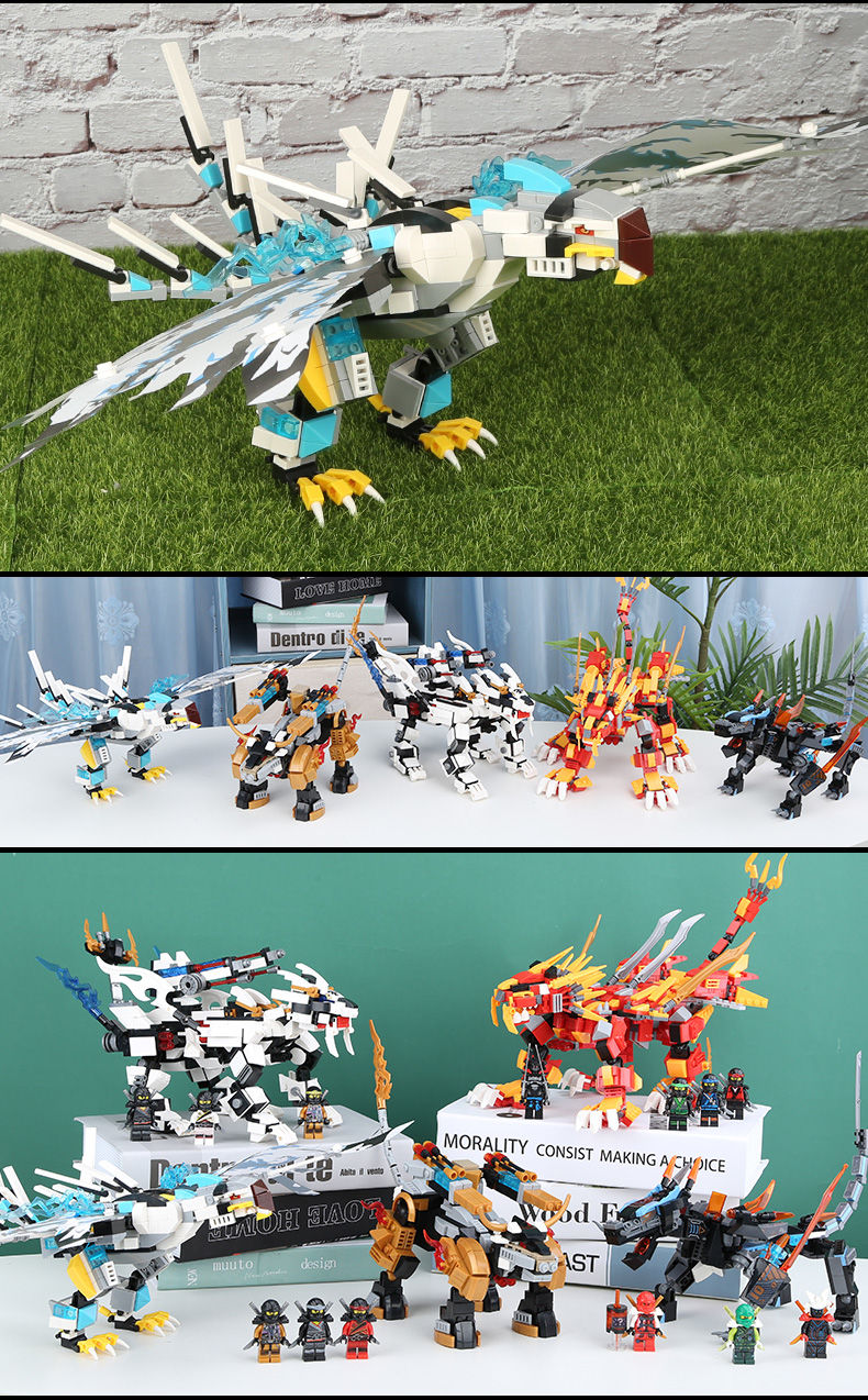 兼容乐高幻影忍者积木龙男孩拼装儿童新品乐高匹配玩具68岁红龙2摩托