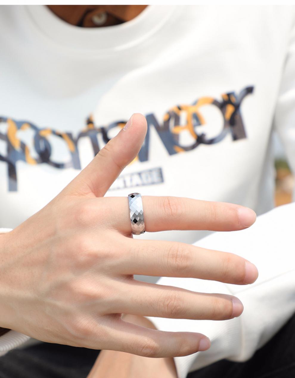 翡德丽轻奢品牌单身男戒指ring多面切割钨金潮流指环男霸气戒指个性