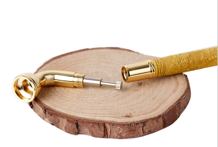 乌木细直杆实木烟斗木木质老式手工烟斗红檀木直式实木雕烟斗 黄杨