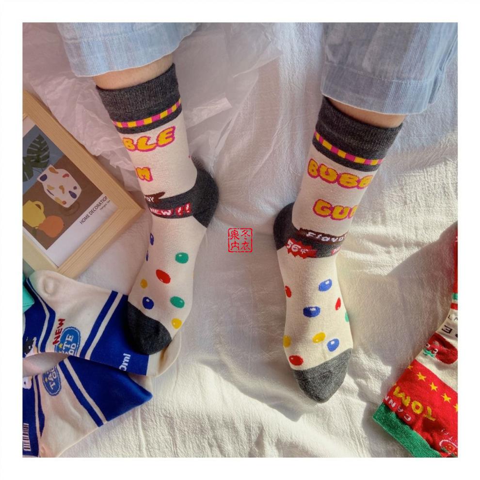 牛奶袜子女韩版中筒秋冬日系百搭可爱学生潮棉袜原宿风ins长筒袜wl (1