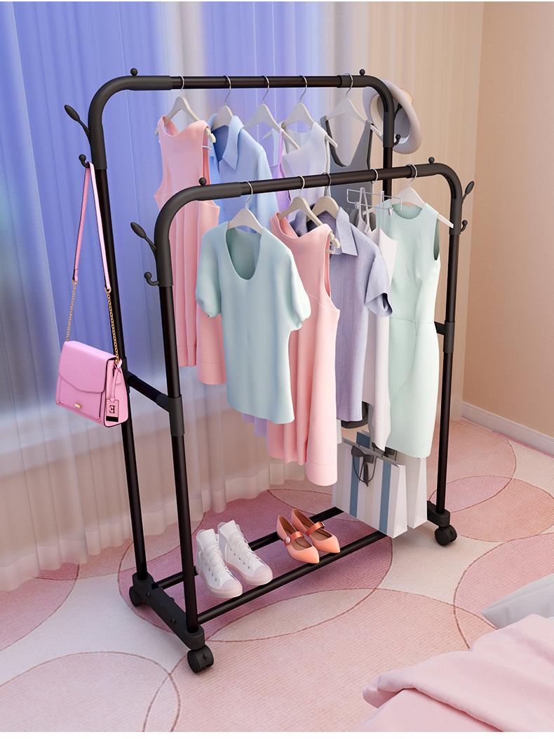 迈格龙简易衣架落地立式衣架衣帽架单杆式阳台晒衣服架子家用卧室宿舍