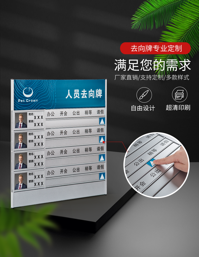 工作人员去向牌烤漆去向牌铝合金工作人员告知牌办公室在岗位公示栏可