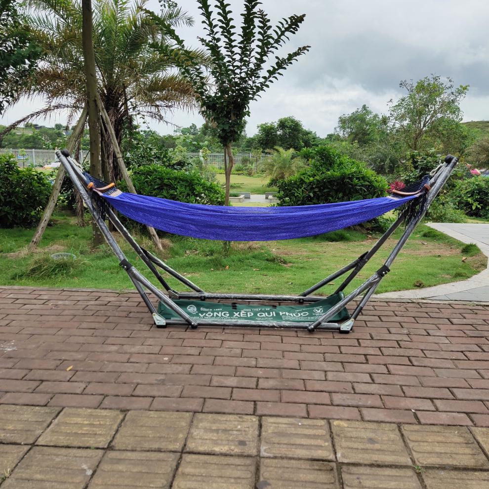 越南吊床vong越南网床quiphuc加厚黑色折叠架吊床室内外秋千多款网