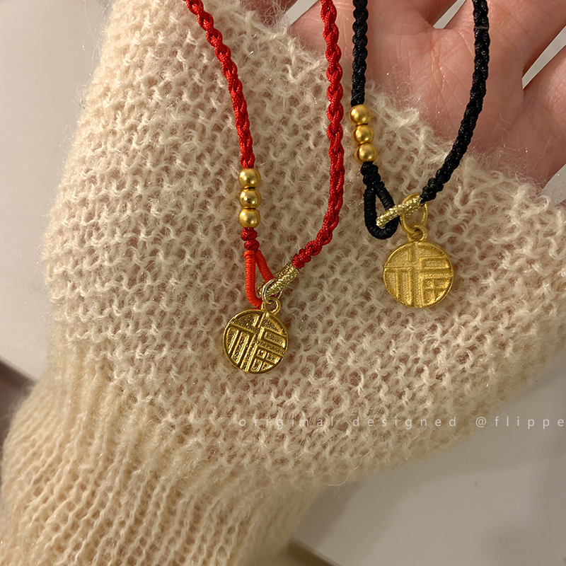 红绳福牌编织项链【图片 价格 品牌 报价】-京东