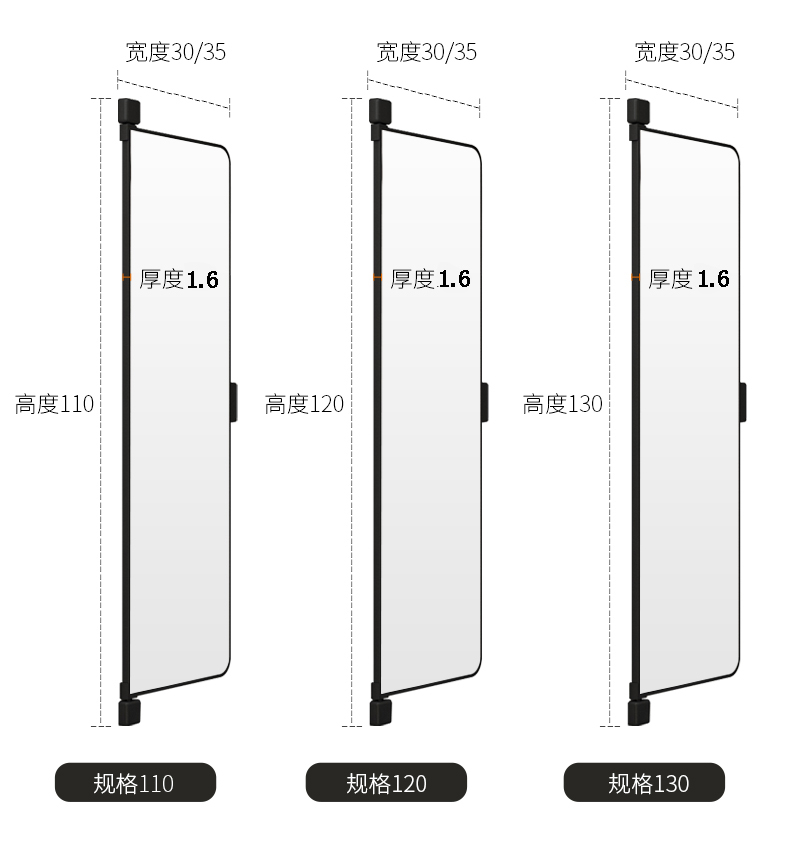 衣柜镜子身镜内置推拉镜隐藏式旋转试衣镜平开门衣橱折叠穿衣镜翻转镜
