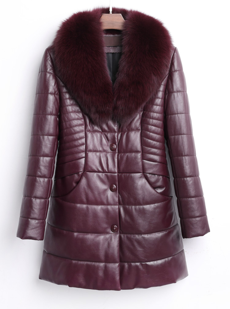 中老年羊皮大衣女士海宁真皮皮衣冬款女人服女中长款皮草狐狸领绵妈妈