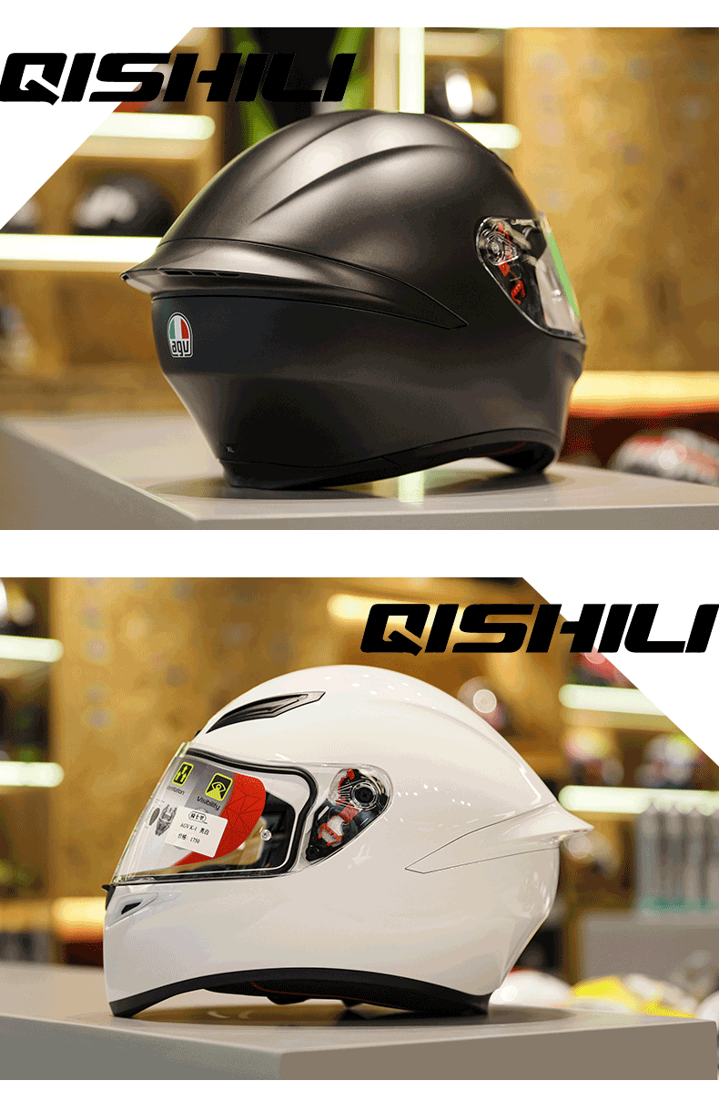 agvk1摩托车头盔赛车全盔全覆式四季机车摩旅男女跑盔小鱼小乌龟black