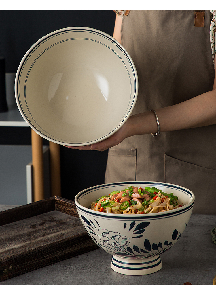 陕西大老碗面碗 陶瓷吃面深款定制特大碗老关中复古商用大号陕西裤带